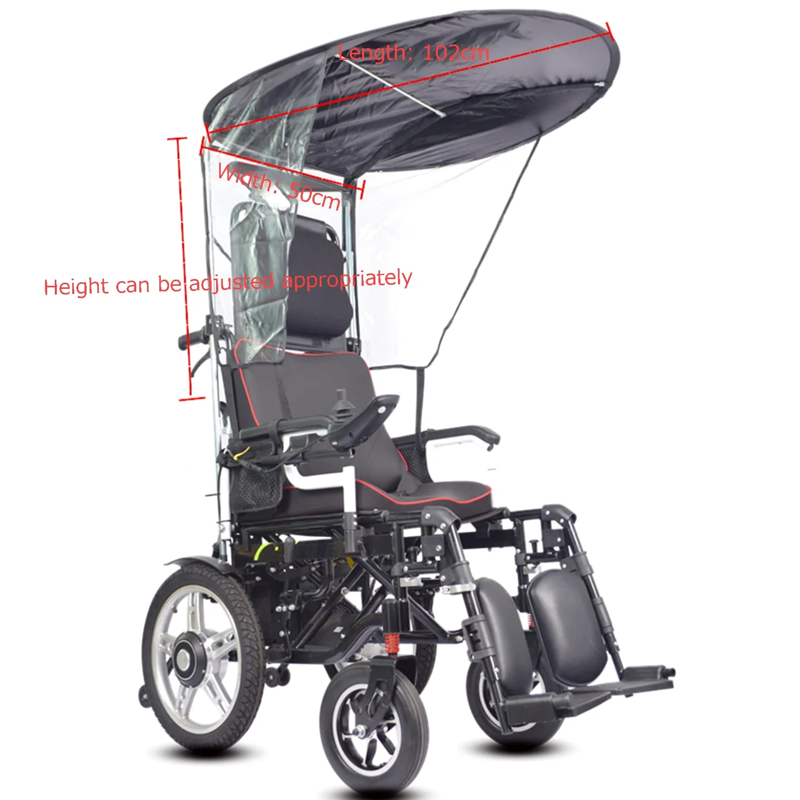 Auvent Parapluie, Pare-Soleil, Protection Contre la Pluie, Protection résistante aux UV, Support de Parapluie électrique pour la Plupart des fauteuils roulants (Wheelchair with Handle)