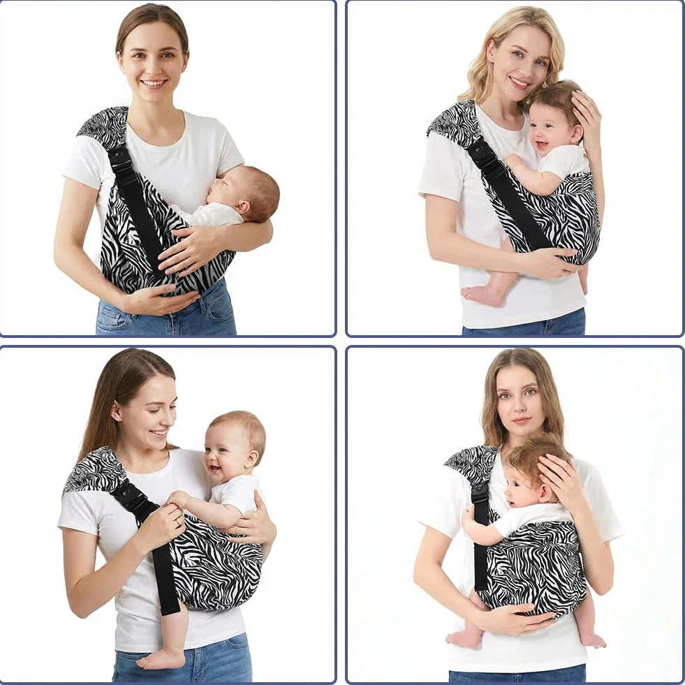 Porte Bébé Réglable Latéral Respirant avec Sangles Antidérapantes pour Nouveau-Né 3-36 Mois, Zèbre