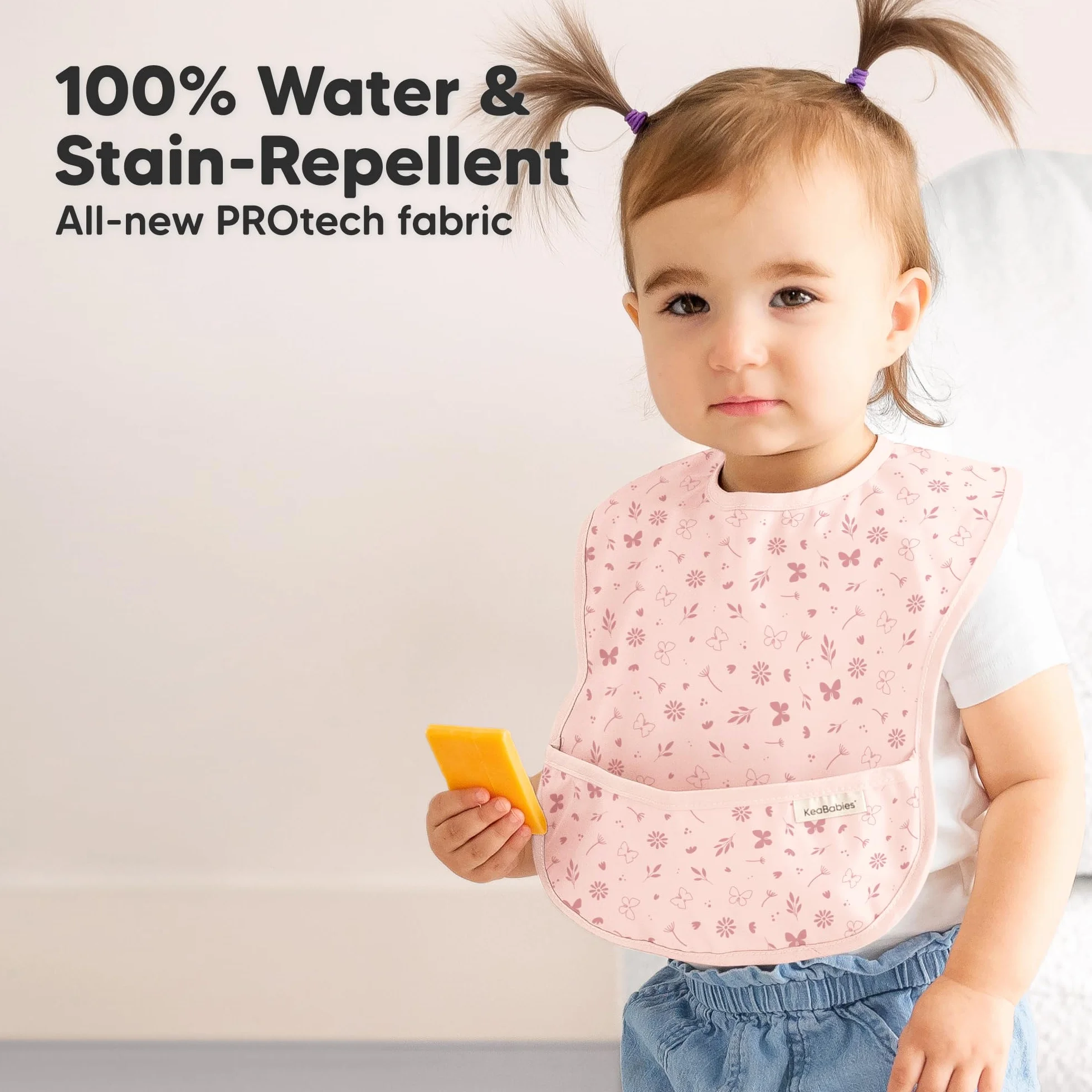 Bavoirs imperméables pour bébé lot de 3 avec récupérateur de nourriture résistant aux taches légers