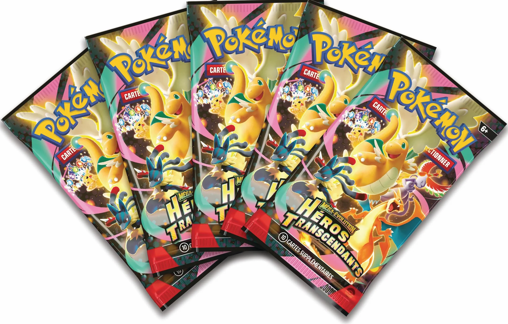 Pokémon Collection Deluxe Premiers Partenaires Méga-Évolution Héros Transcendants 3 Cartes Promo Brillantes 1 Pin's Deluxe 5 Boosters