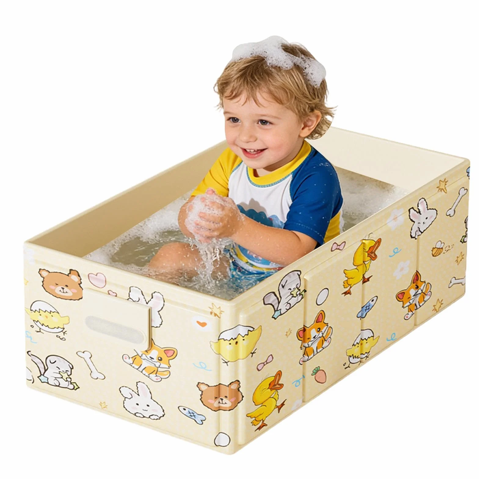 Baignoire Pliable Bébé 0-4 Ans 84x43x34cm Bassin Douche Portable avec Bouchon Vidange