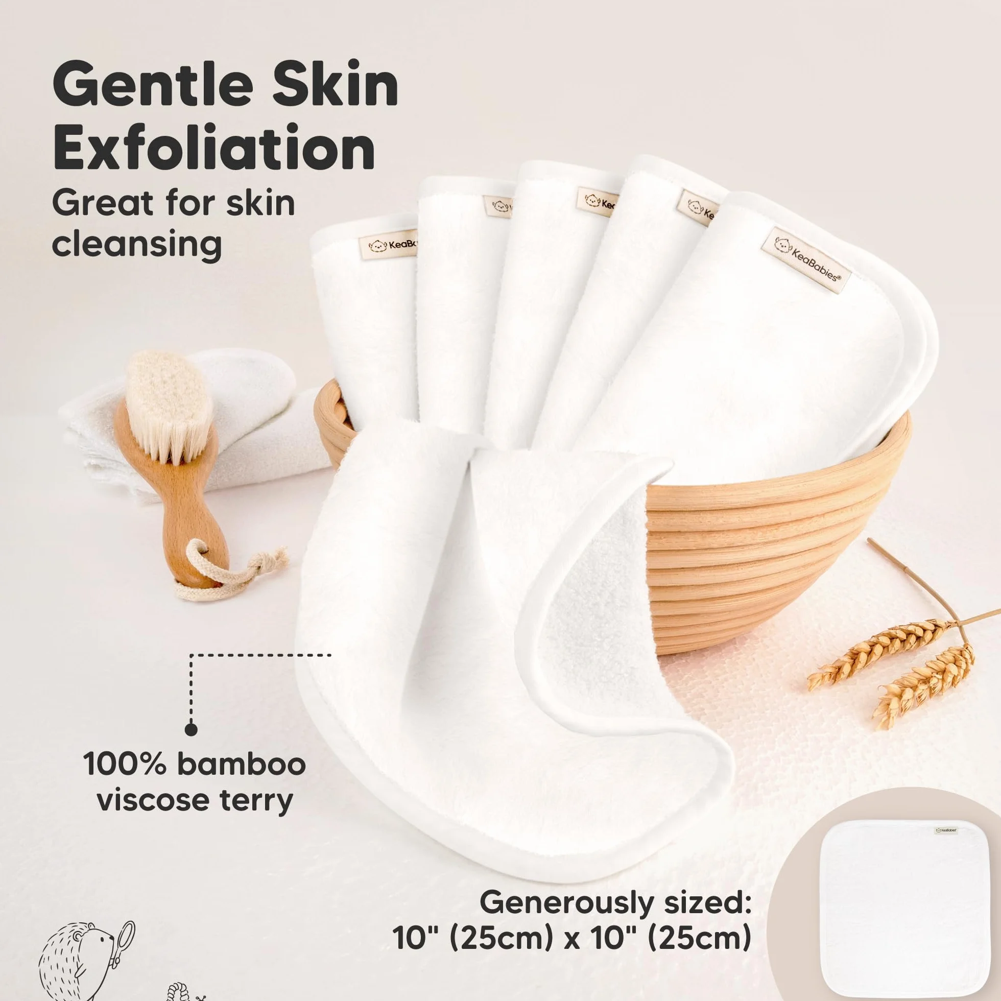 KeaBabies Débarbouillette bébé en Bambou Douce Biologique Serviette Visage Blanche