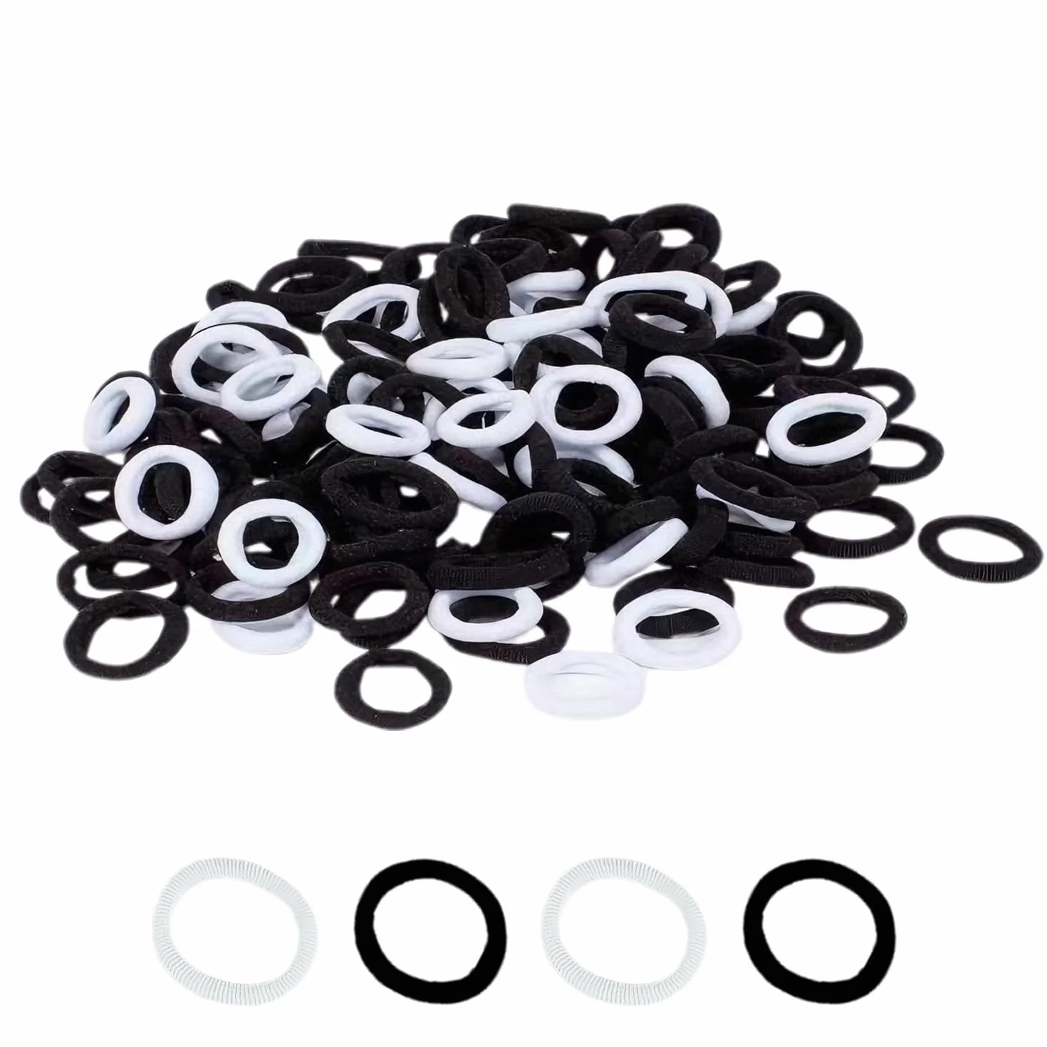 Élastiques Cheveux Bébé 20mm Noir Blanc pour Filles Enfants