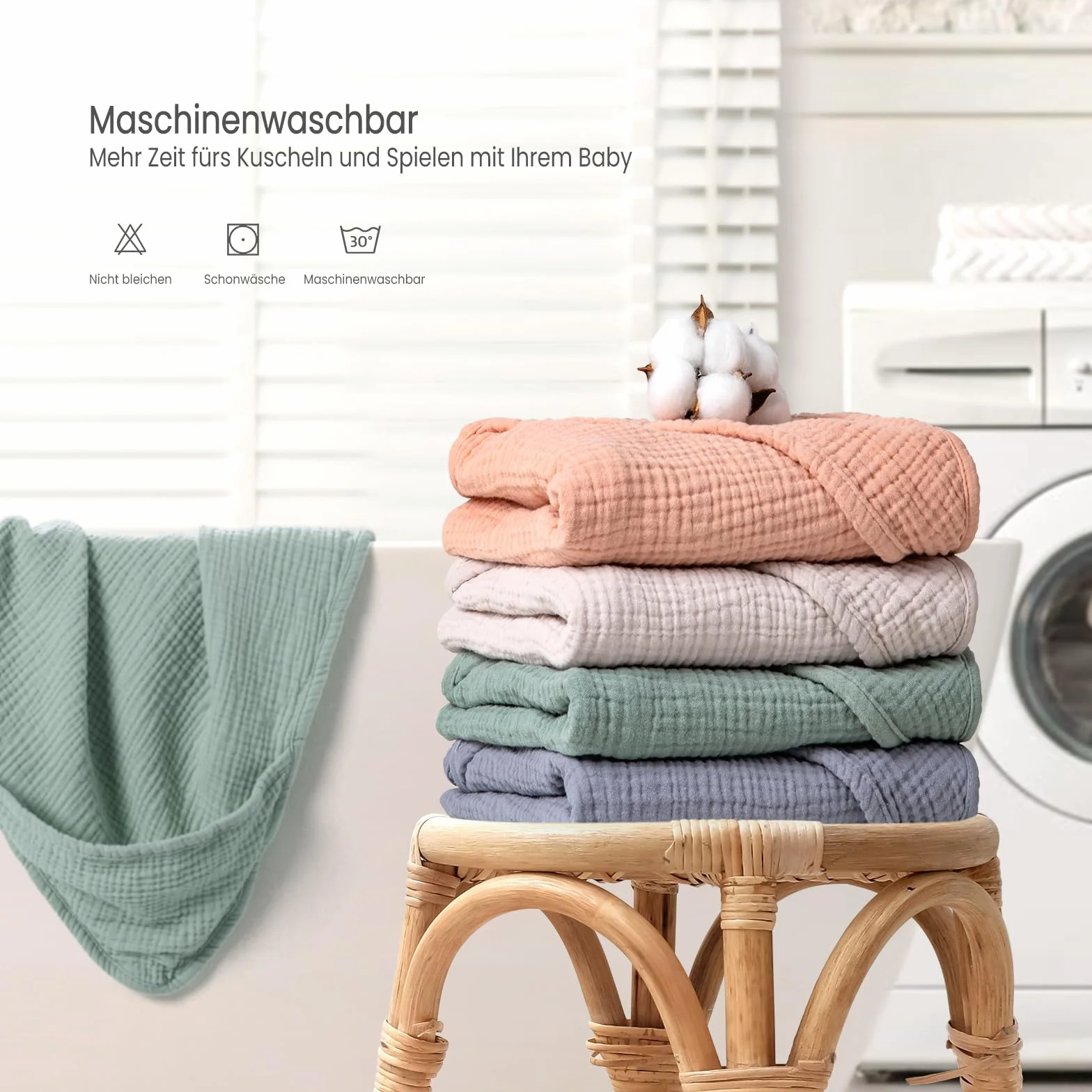 lulumoon Serviette de Bain Bebe 76x76cm Mousseline de Coton Cape de Bain Bebe Douce Absorbante Garde Bebe au Chaud Apres Le Bain 0-18 Mois Vert
