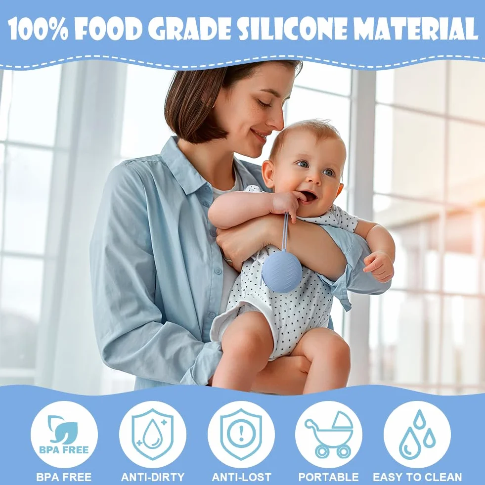 Boite a Sucette Bebe 3pcs Silicone Rangement Portable Impermeable sans BPA Voyage Gris fume Kaki Bleu