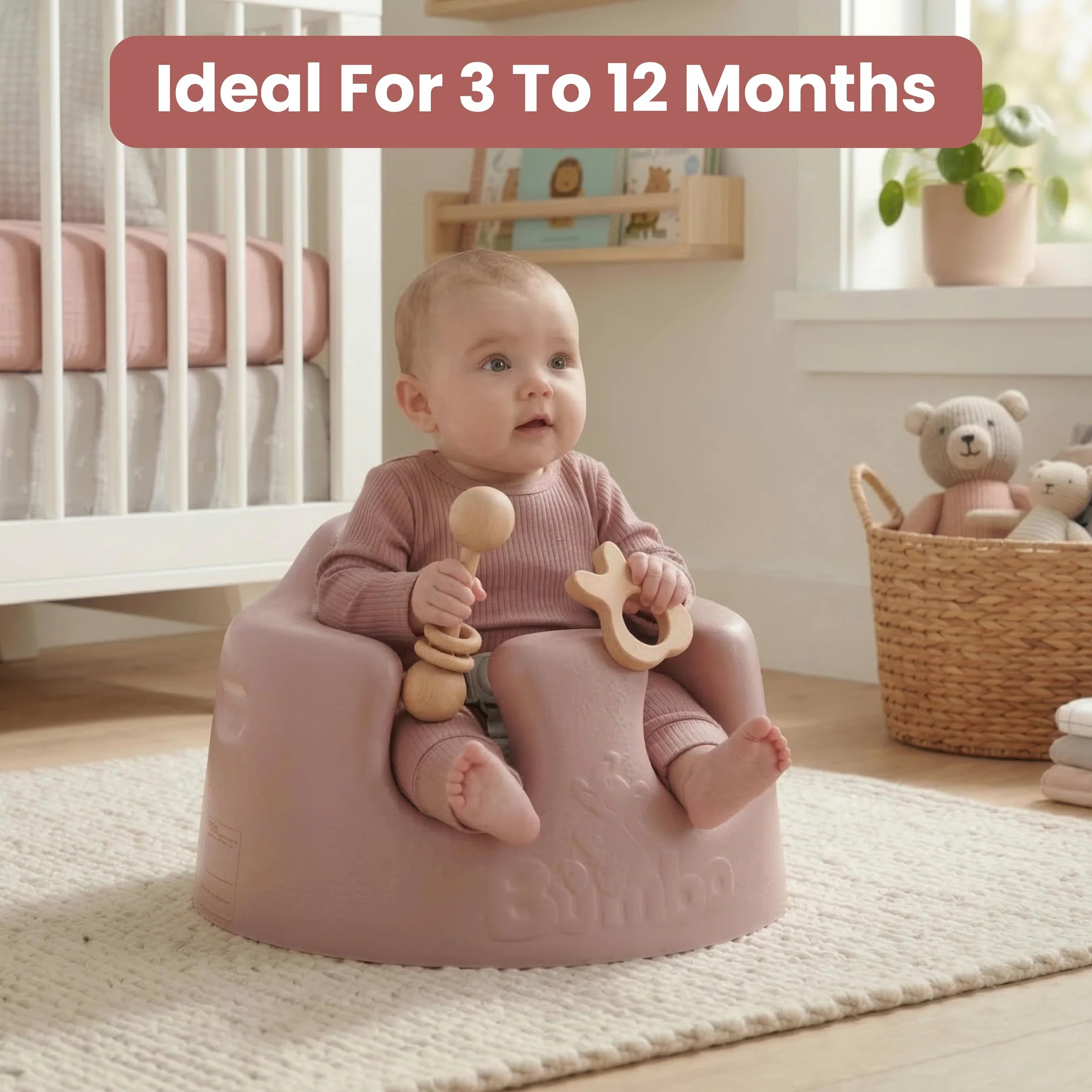 Bumbo Siège de sol bébé avec harnais réglable 3 mois - Siège bébé Sit Me Up - Chaise de sol rose