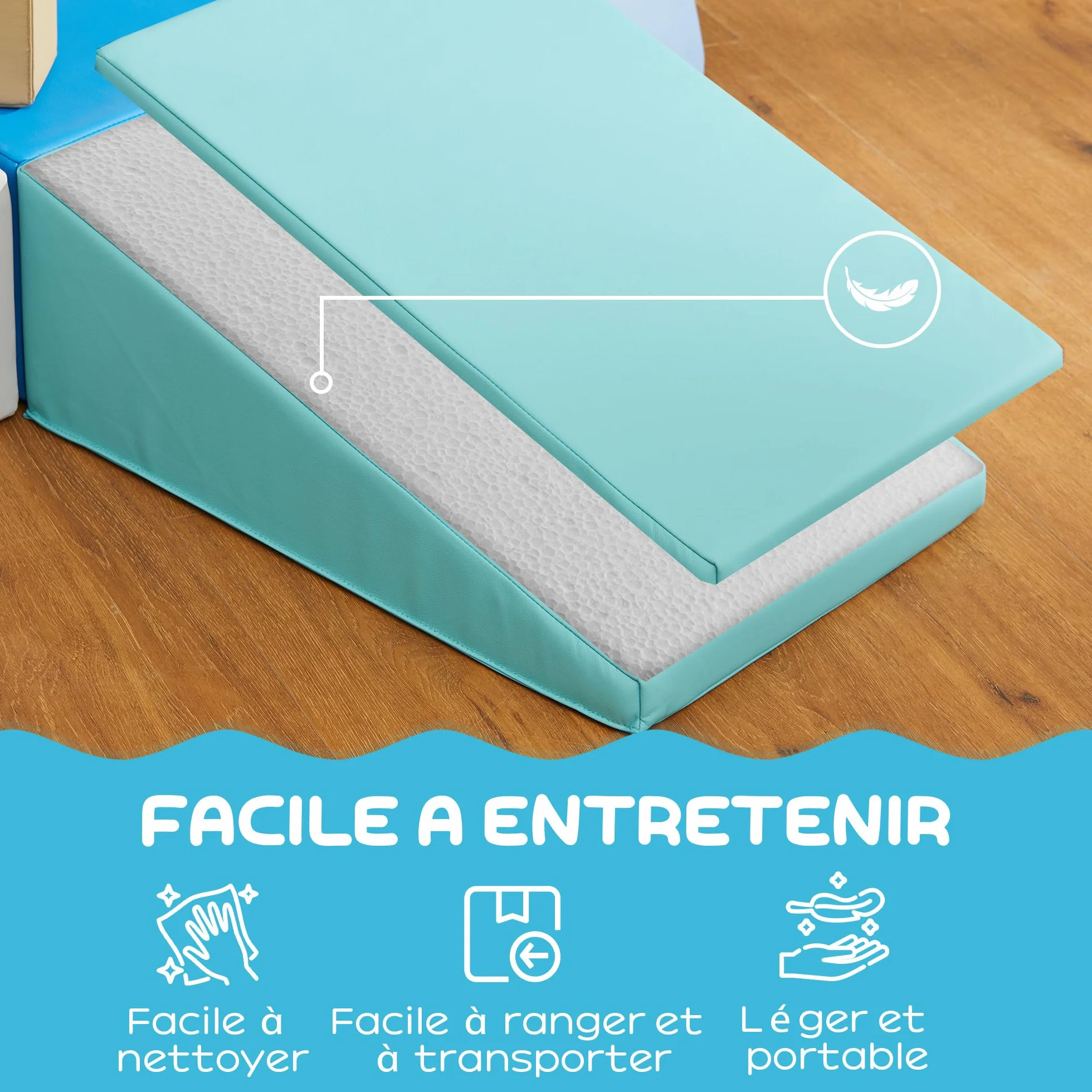 AIYAPLAY Parcours motricité bébé 6PCS Blocs de Construction en Mousse avec Housse en revêtement synthétique Jouets éducatifs Multicolore