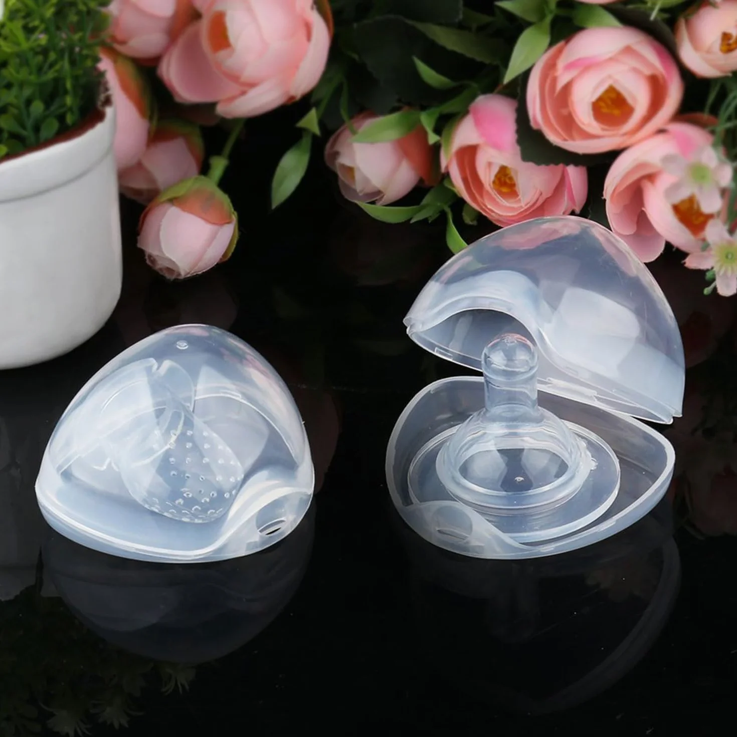 Boîte à Sucette Bébé Silicone 2pcs Boîte de Rangement Portable pour Voyage