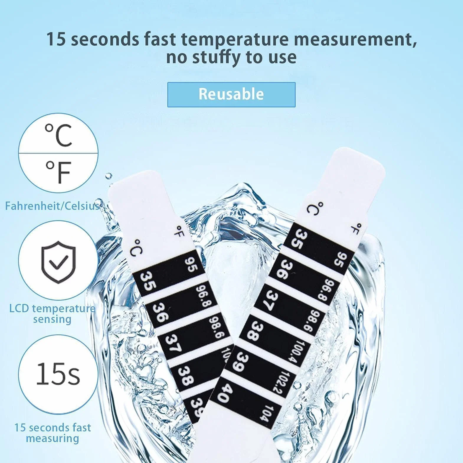 Lot De 20 Bandes De Température, Thermomètre Frontal Réutilisable, Patch Pour Fièvre, Termometre Médical Pour Bébé