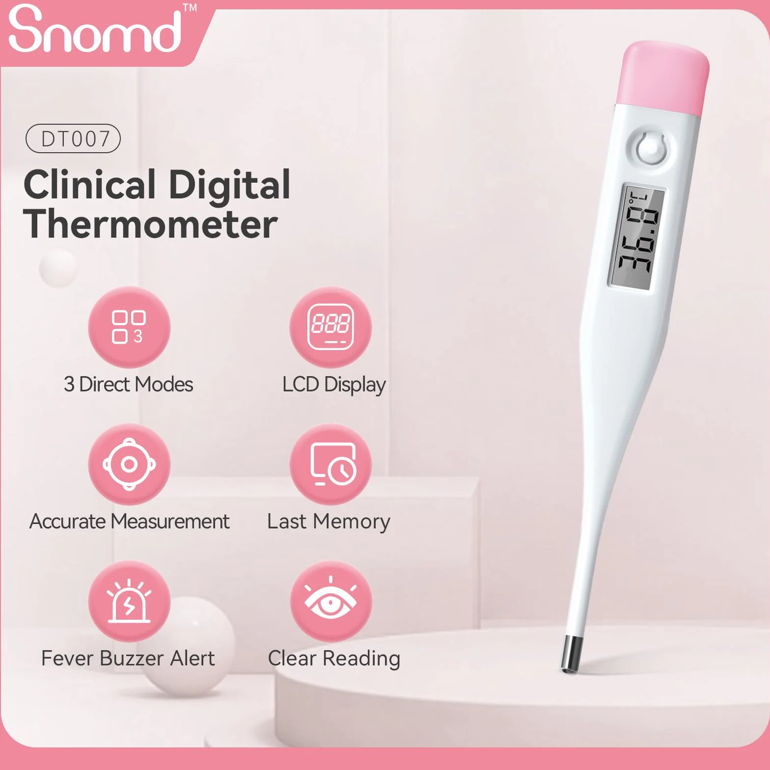 Thermomètre de fièvre numérique bébé enfant adulte médical buccal axillaire rectal avec alarme °C/°F