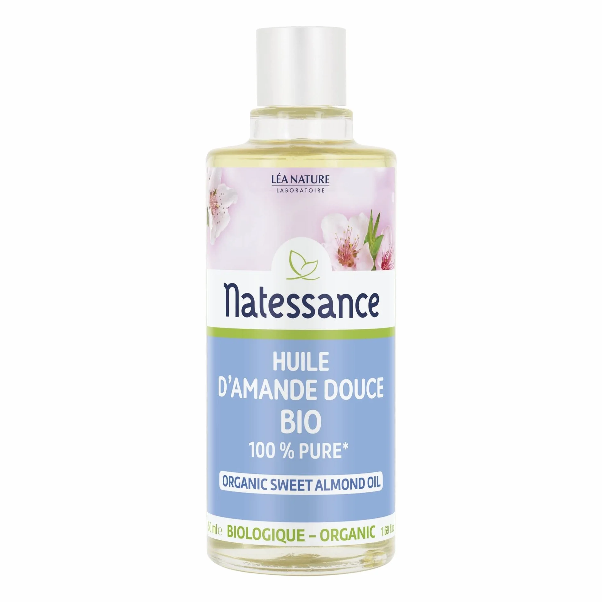 Natessance Huile D'Amande Douce Bio 100% Pure Certifié Agriculture Biologique Flacon 50 ml