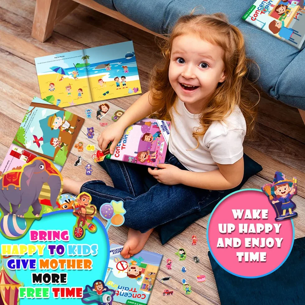 Felly Lot de 20 Livres d'Autocollants Réutilisables pour Enfant Montessori 2-6 Ans Jouet Educatif