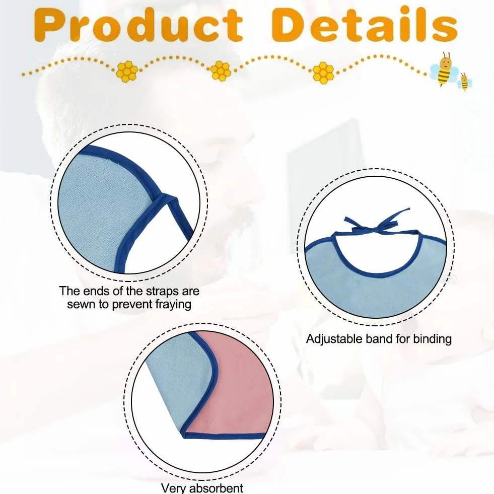Bavoirs Imperméables pour Bébé en Forme de U, Ajustable, Tissu Lavable, Éponge