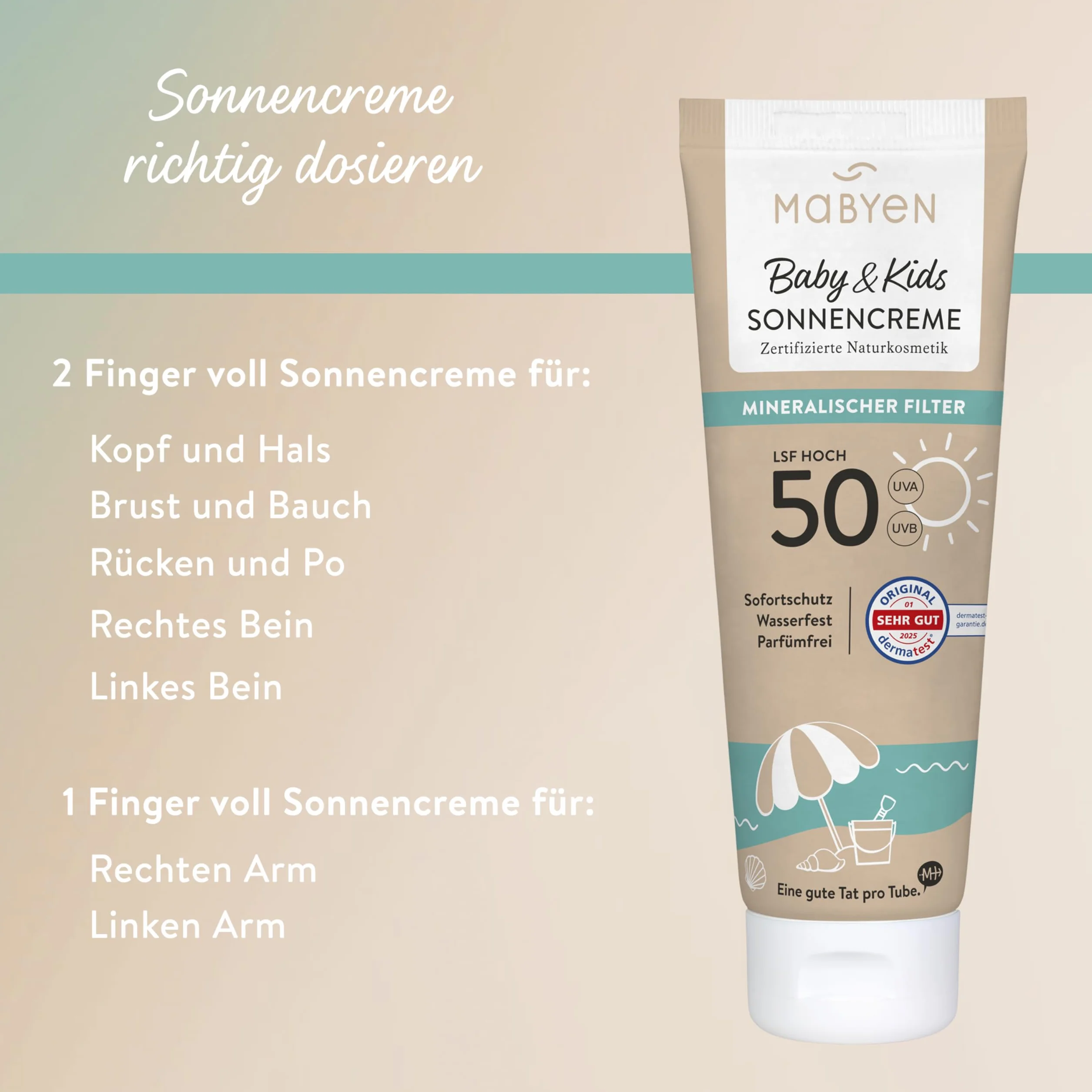 MABYEN Crème Solaire Bébé & Enfants SPF 50 Protection Minérale Résistante à l'Eau