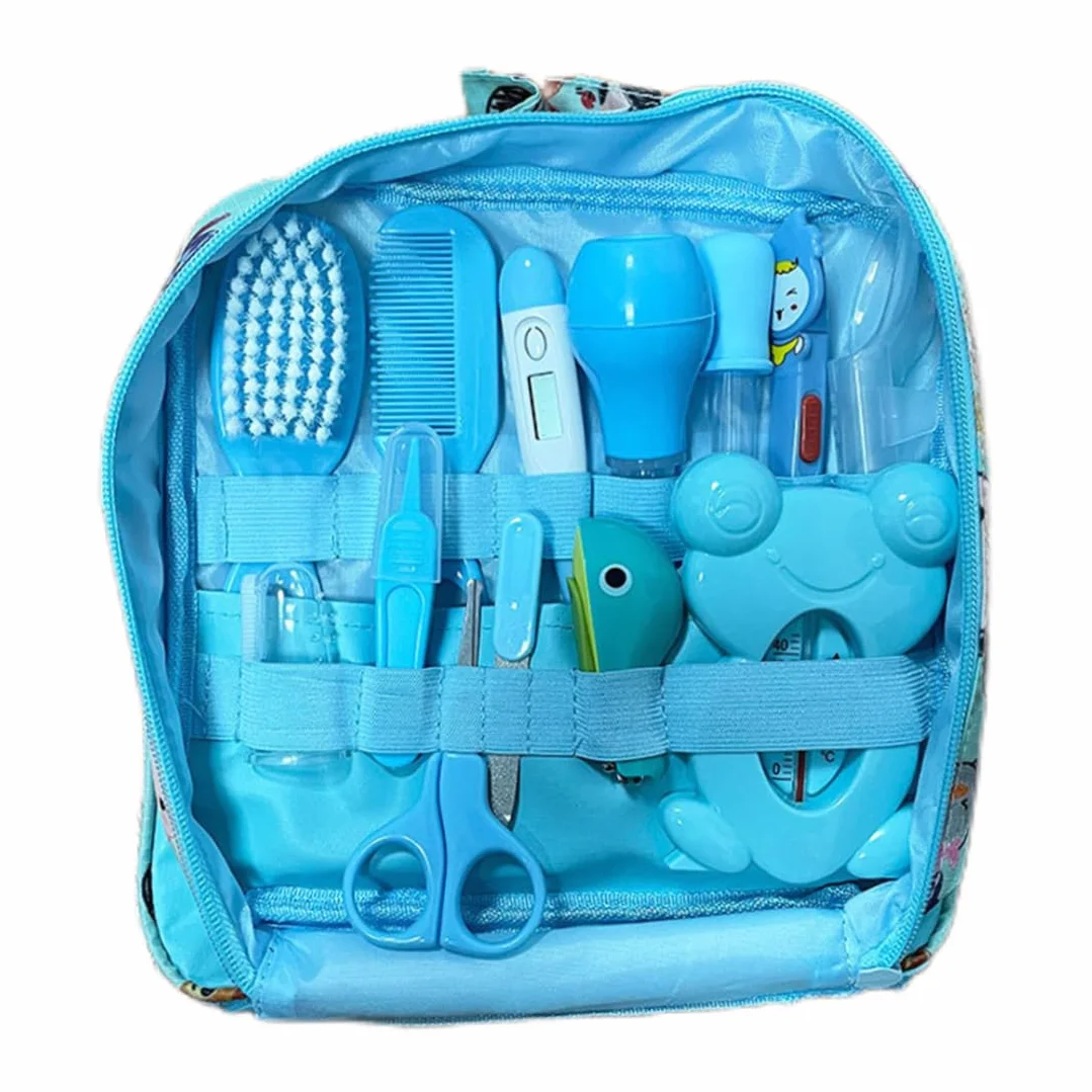 Kit de toilettage pour bébé 13 pièces, aspirateur nasal, coupe-ongles, brosse à cheveux