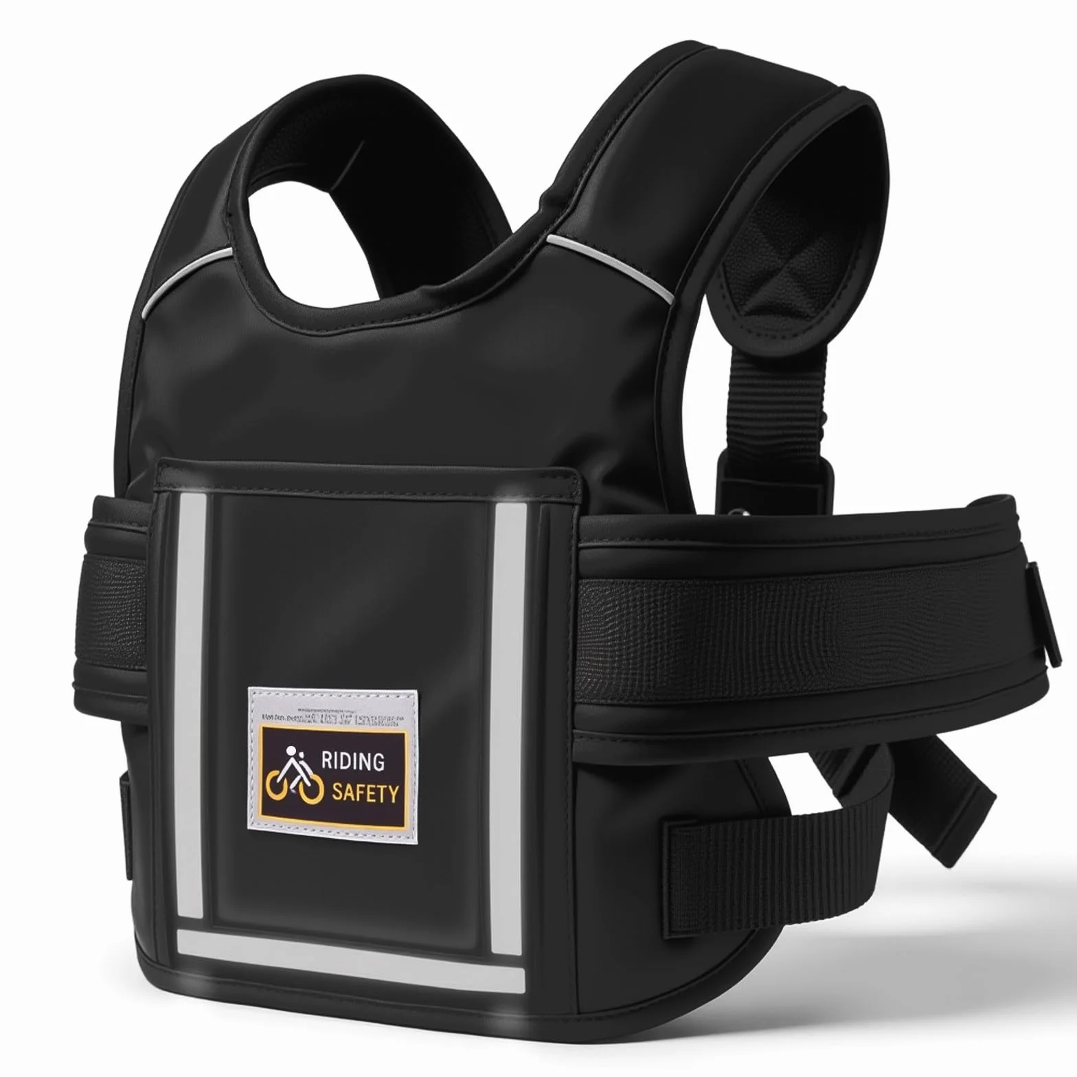 Harnais de Sécurité Moto Enfant Réglable avec Sac et Bandes Réfléchissantes, Ceinture Protection 2-15 Ans