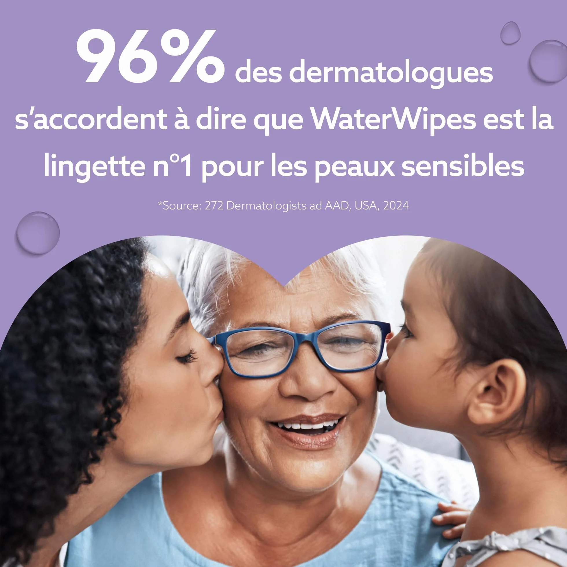 WaterWipes Sensitive+ Lingettes Apaisantes 720 unités 12 paquets 3-en-1 nettoie soigne apaise 99% eau extraits botaniques non parfumées
