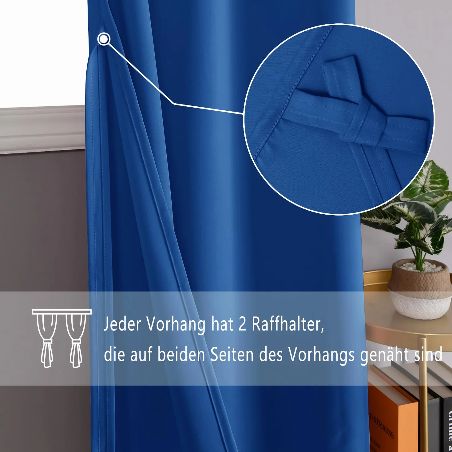 DWCN Lot de 2 Rideaux Opaques Oeillets 132x160 CM Bleu Roi