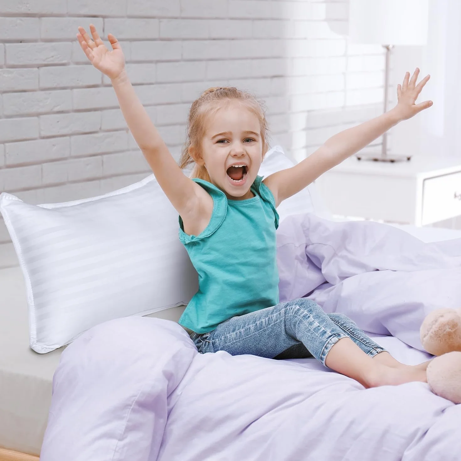 Utopia Bedding Oreiller Enfant Lot de 2 40x60 cm Coussin Tissu Coton Mélangé Respirant Blanc