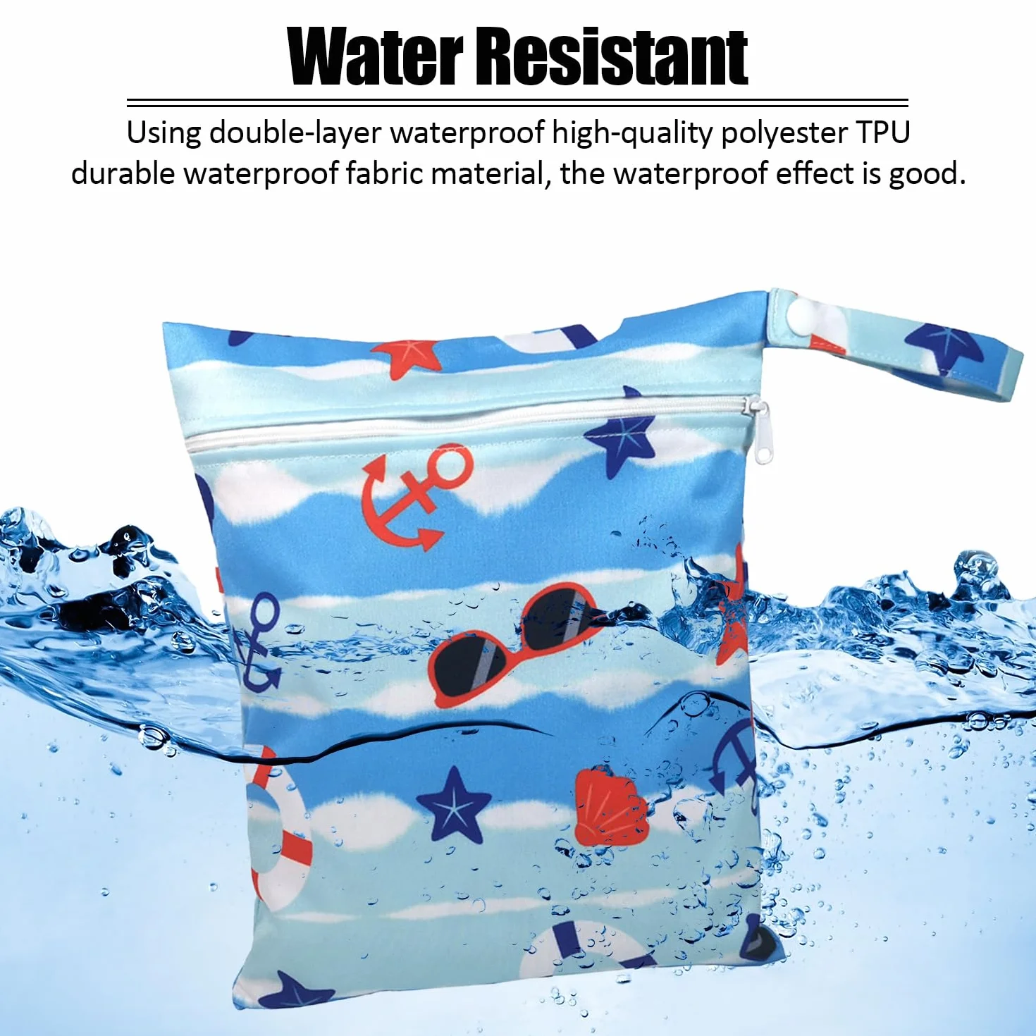 Sac Humide Imperméable Réutilisable en Tissu, Sac à Couches, Sac de Piscine de Plage de Voyage