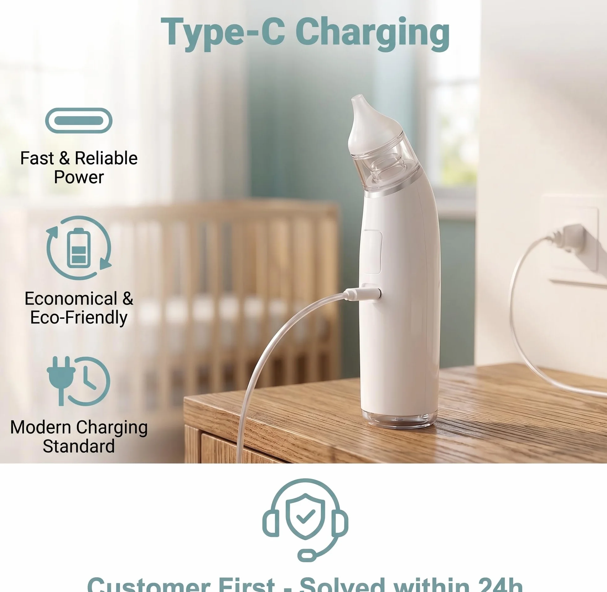 Aspirateur Nasal Bébé 60Kpa avec Écran LCD, 9 Niveaux d'Aspiration, Rechargeable USB-C, Silencieux <60dB, Anti-reflux
