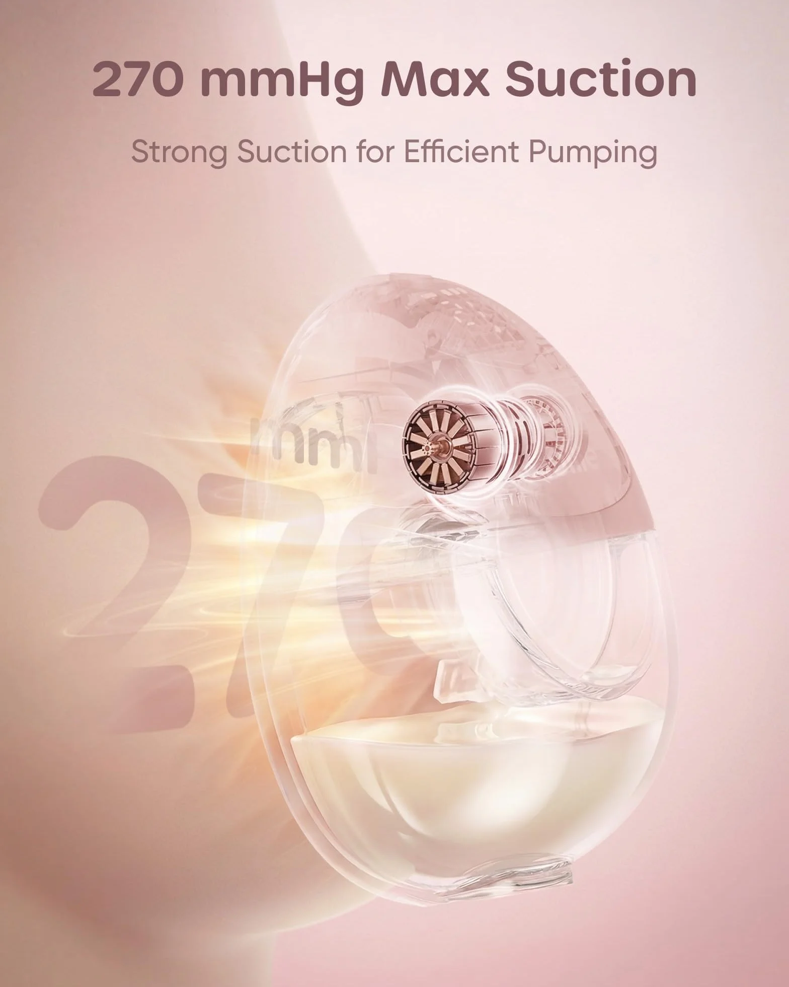 Nuliie JoyFlow Air Tire-lait électrique portable mains libres, 3 modes 12 niveaux, silencieux sans BPA, bride 27 mm, embouts 15/18/21/24 mm, 2 Packs Rose
