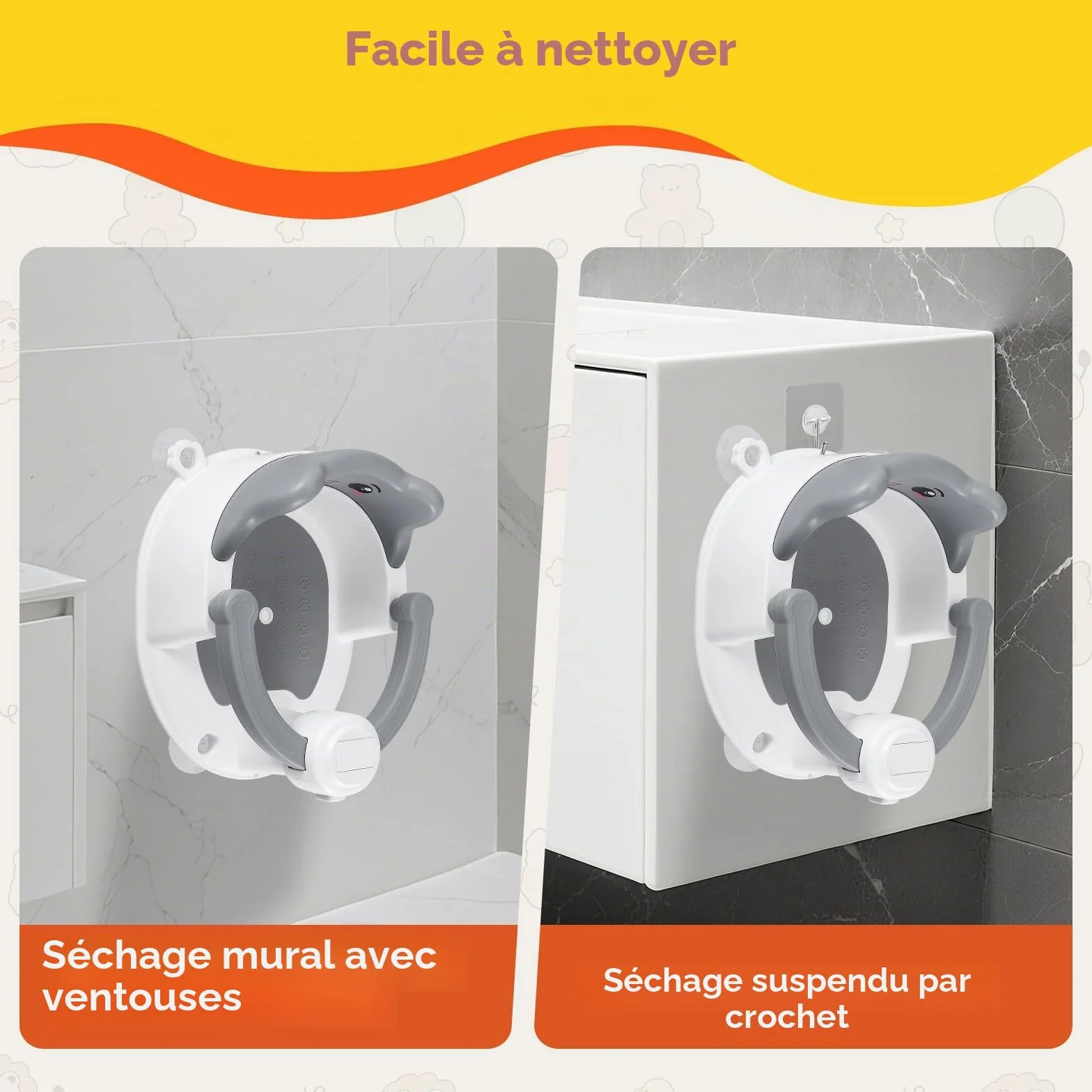 Siège de Bain Bébé Antidérapante 6 Mois+ avec 4 Ventouses