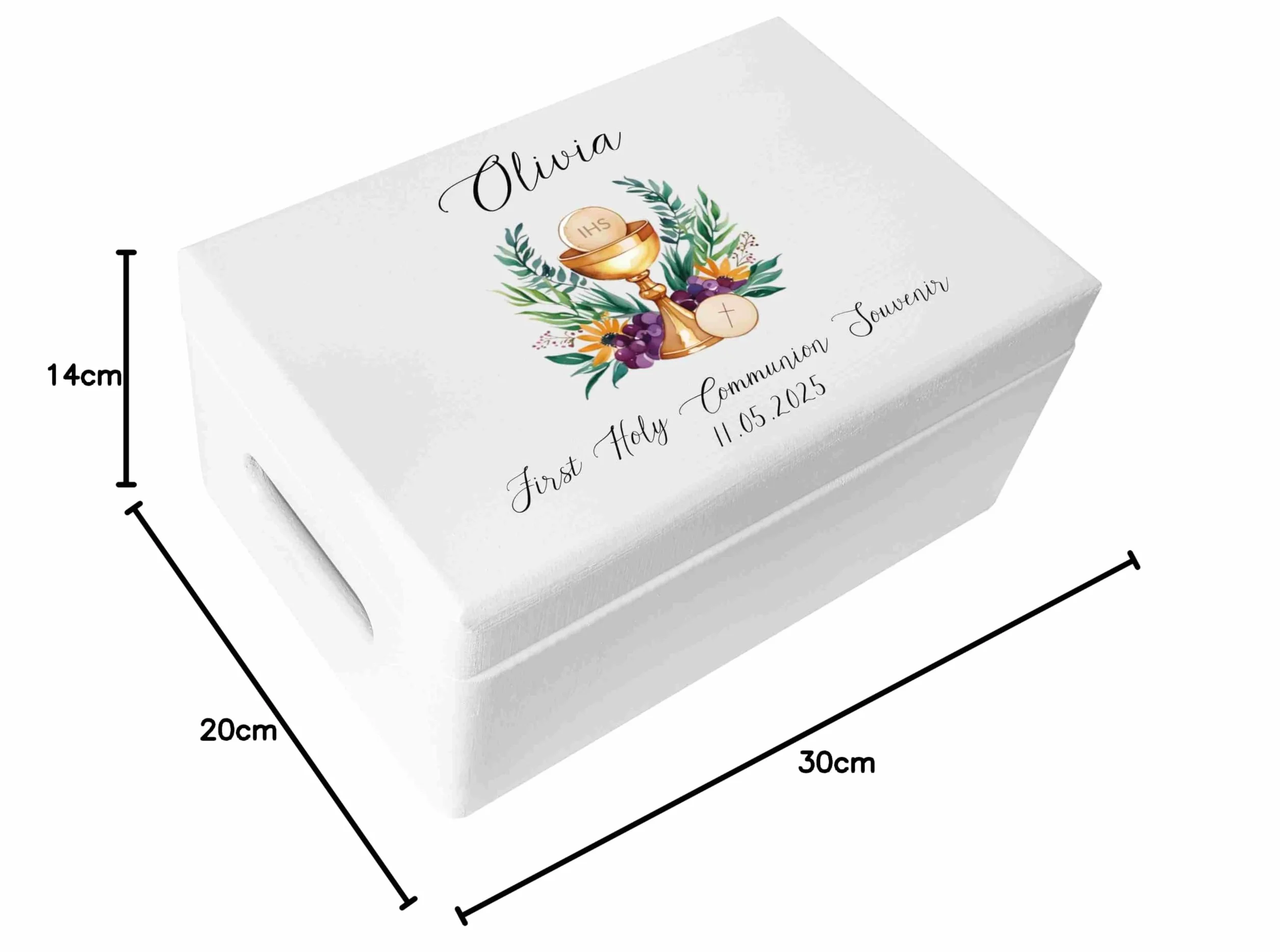 Boîte à Souvenirs en Bois Personnalisée Première Communion Cadeau Calice Coffret Décorations