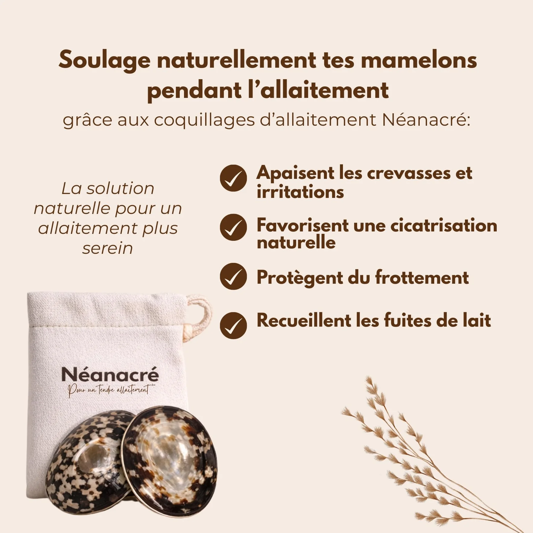 Coquillages d'Allaitement en Nacre Naturelle Néanacré – Protège Mamelons – Soulage Crevasses – Réutilisables Tailles S/M/L