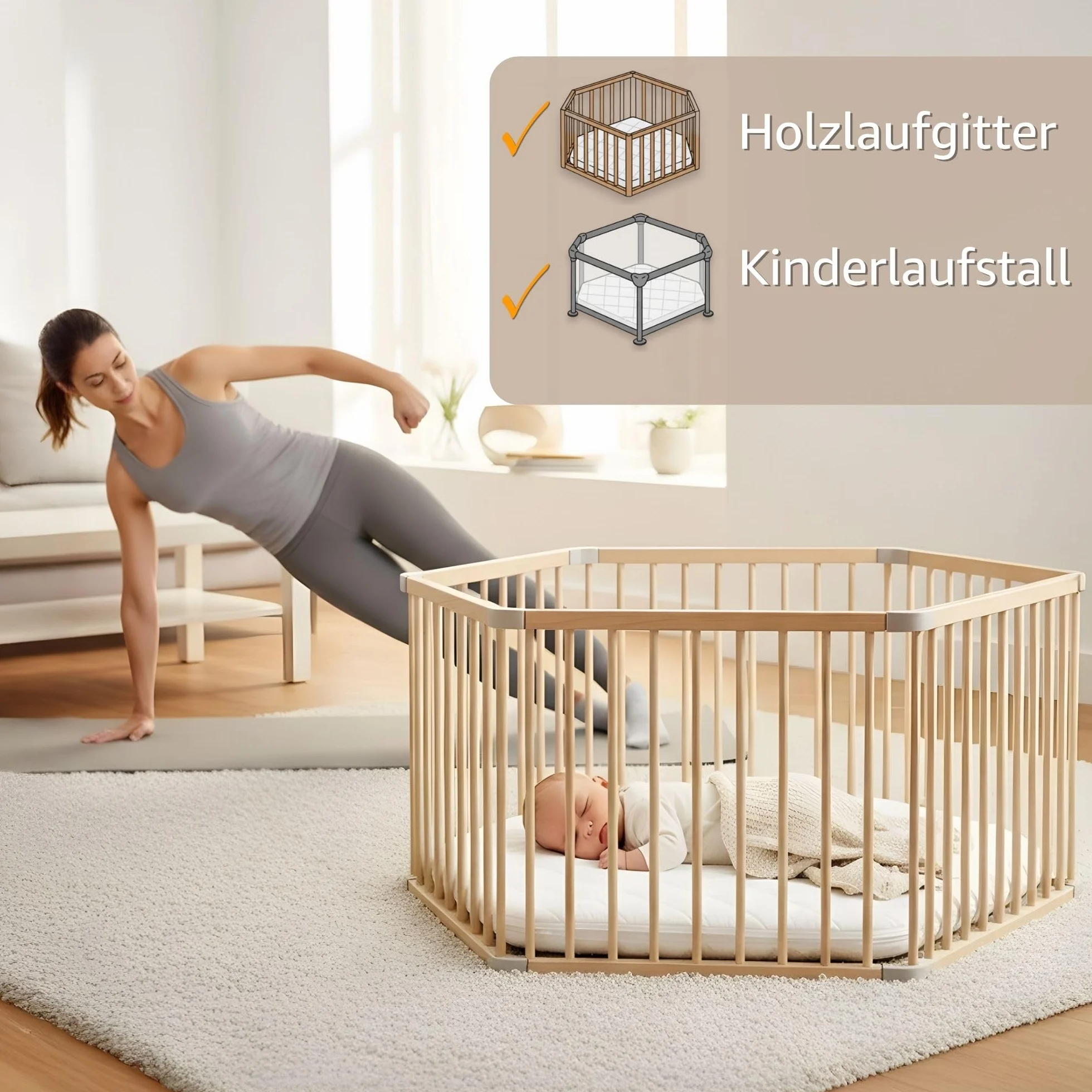 Totsy Baby Matelas de Parc Hexagonal 100x115 cm Oeko-Tex – Tapis de Jeu en Mousse pour Bébé