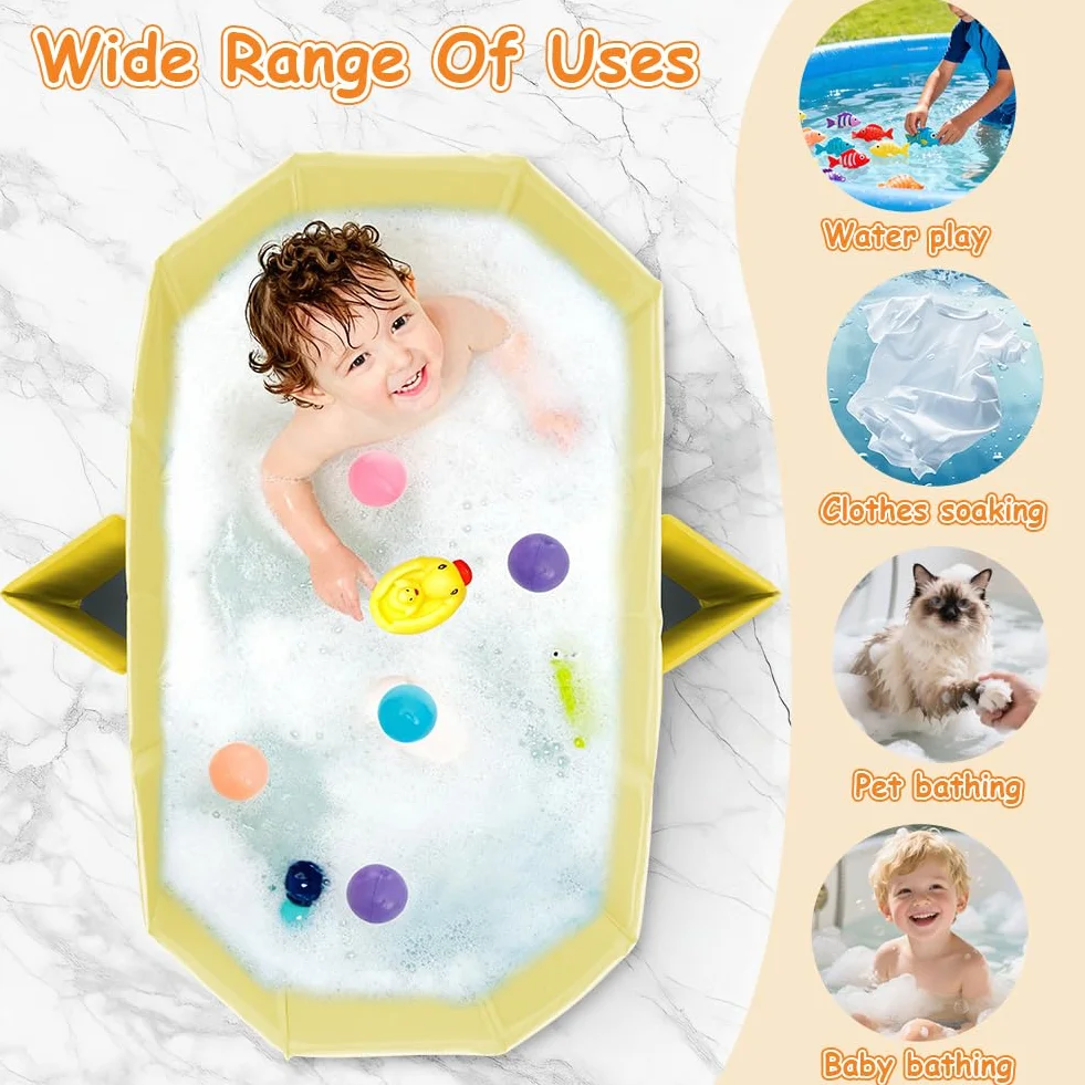 AUYAO Baignoire Pliable Bébé avec Valve Vidange Portable 0-8 Ans