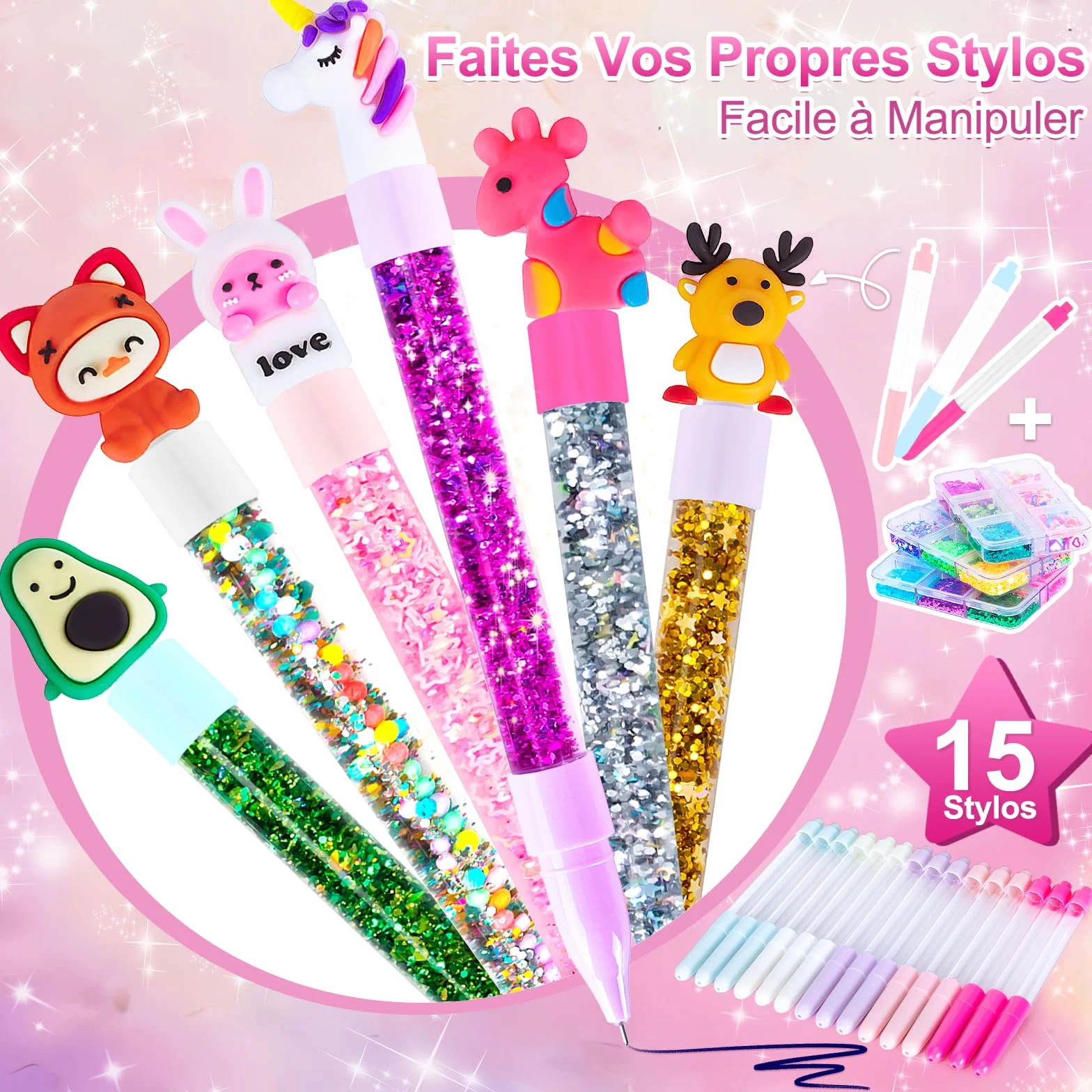 Kazzley Fabrique a Stylo, Kit de Creation Stylo avec 55+ Accessoires, Activité Manuelle Enfants