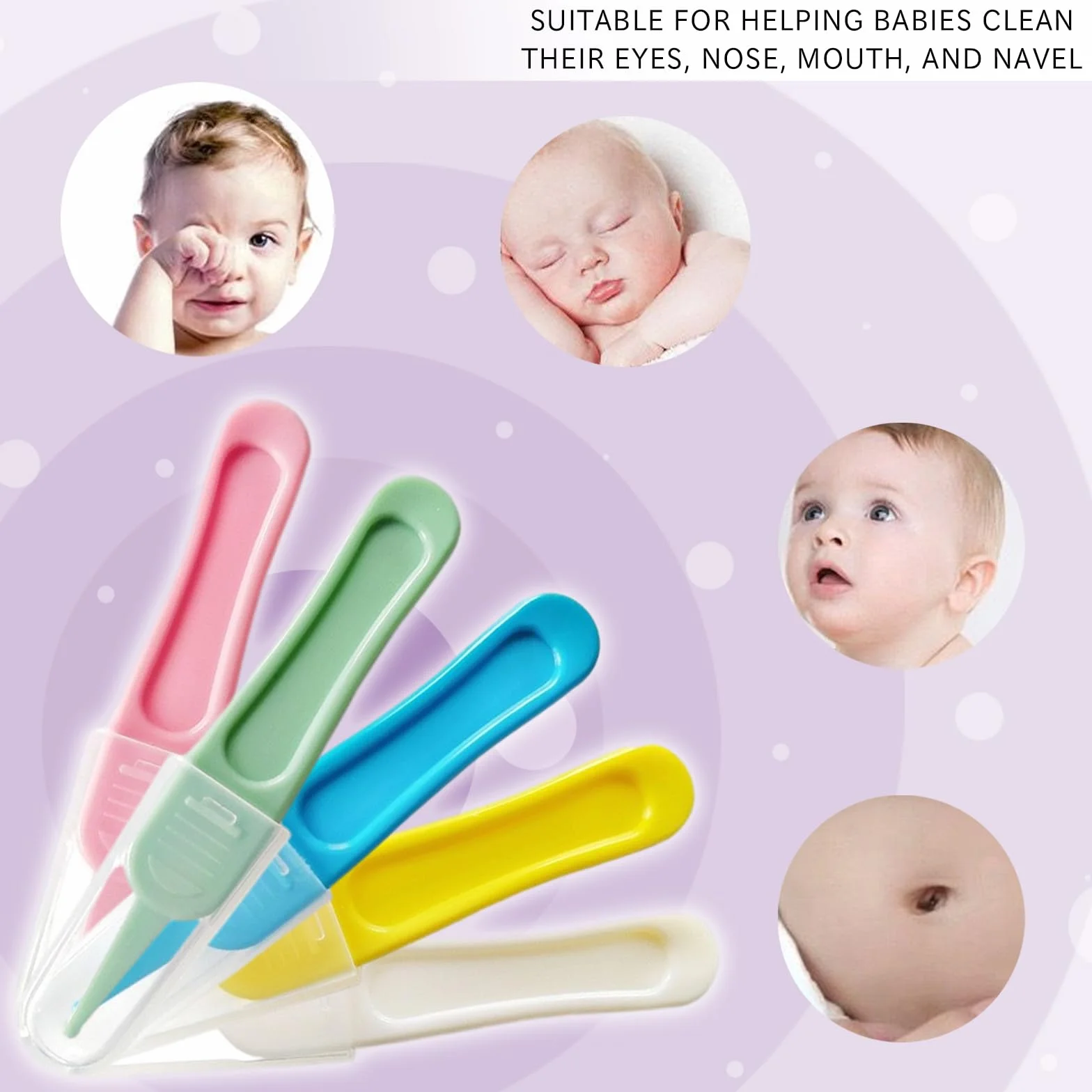 Pinces à Épiler pour Bébé Sécurité, 10 Pièces Pince à Tête Ronde Nettoyage Nasal Multicolore