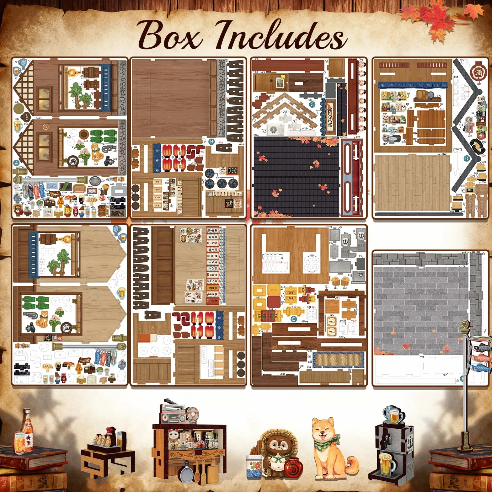 Cutefun Book Nook Kit - Kit de Mini-Maisons de poupées Japonais avec Éclairage LED - Maison de Livres en Miniature à Assembler