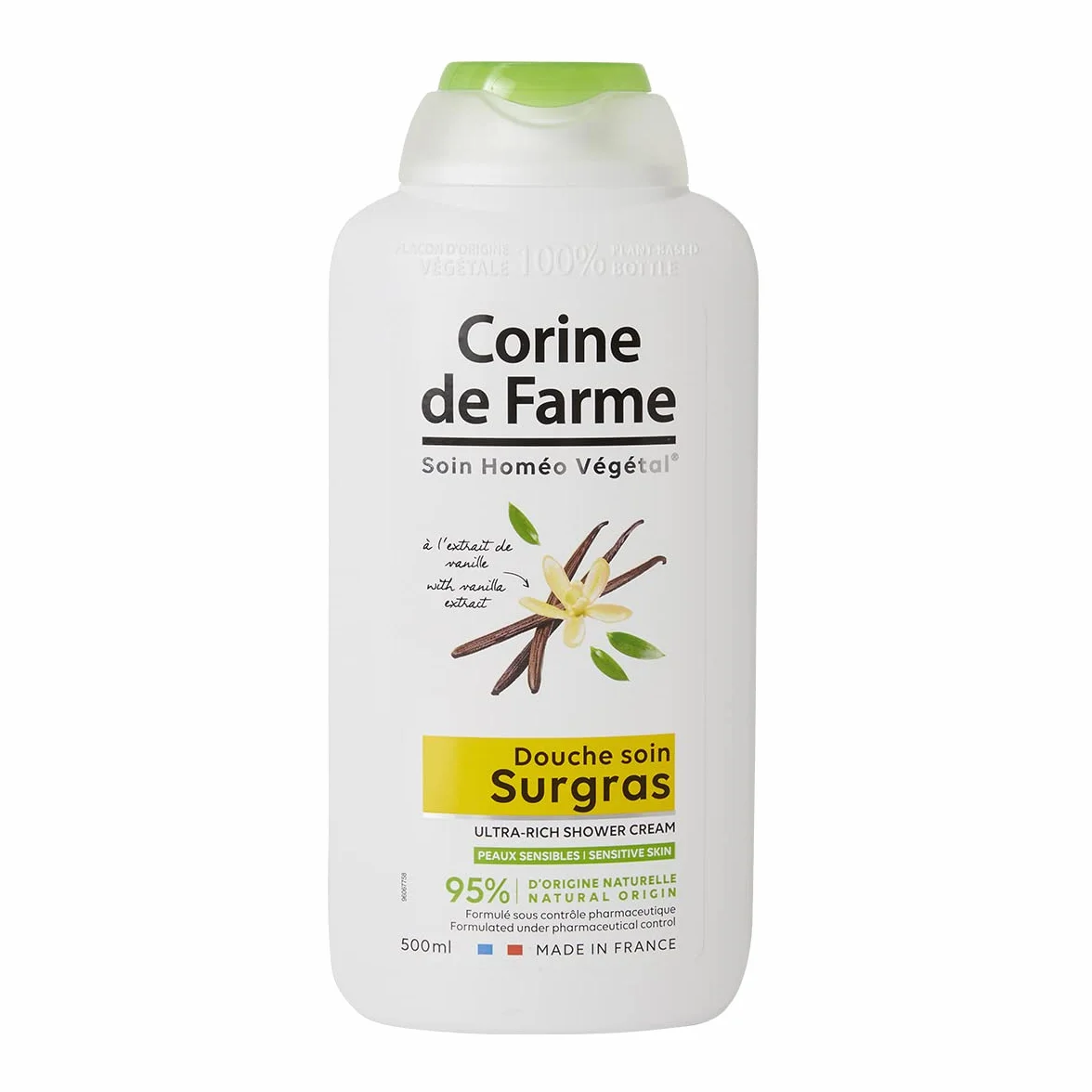 Corine de Farme Douche Soin Surgras Vanille 500 ml pH Neutre Nourrit Hydrate