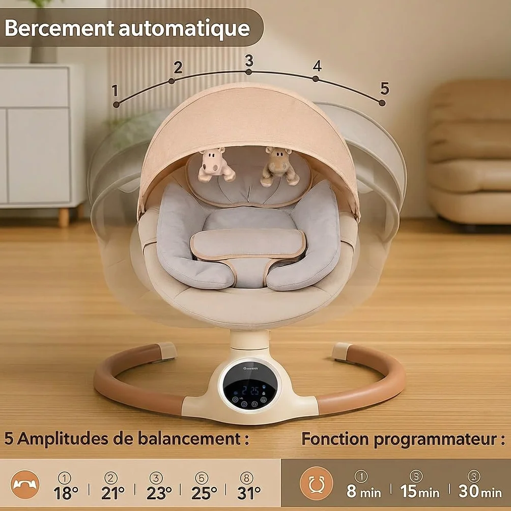 BEBE2LUXE Alpha Balancelle bebe électrique Transat beige