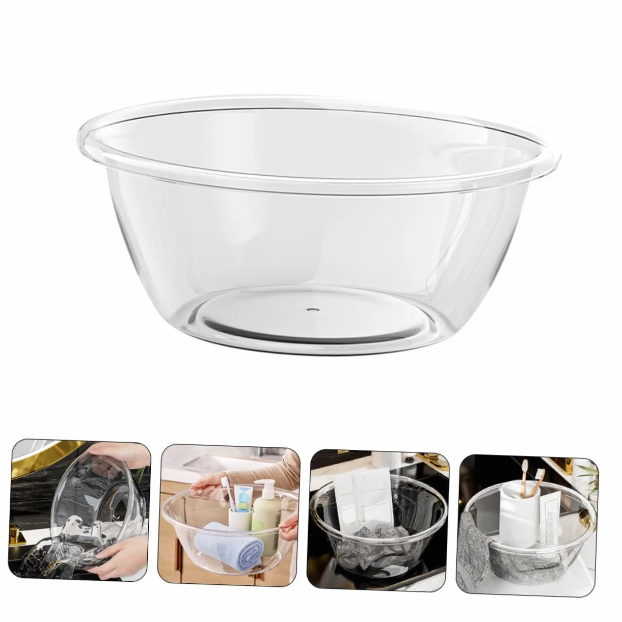 Vasque en Plastique Transparent Bassin de Lavage pour Visage Shampoing Seau Lavabo Salle de Bain