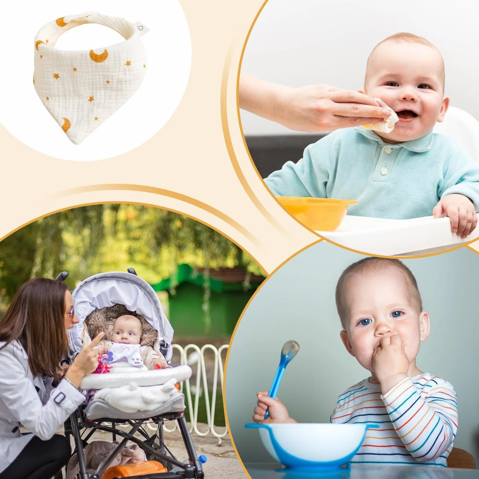 Bavoirs Bébé Doux Tissu Respirant Anti-Régurgitation Super Absorbant Unisexe