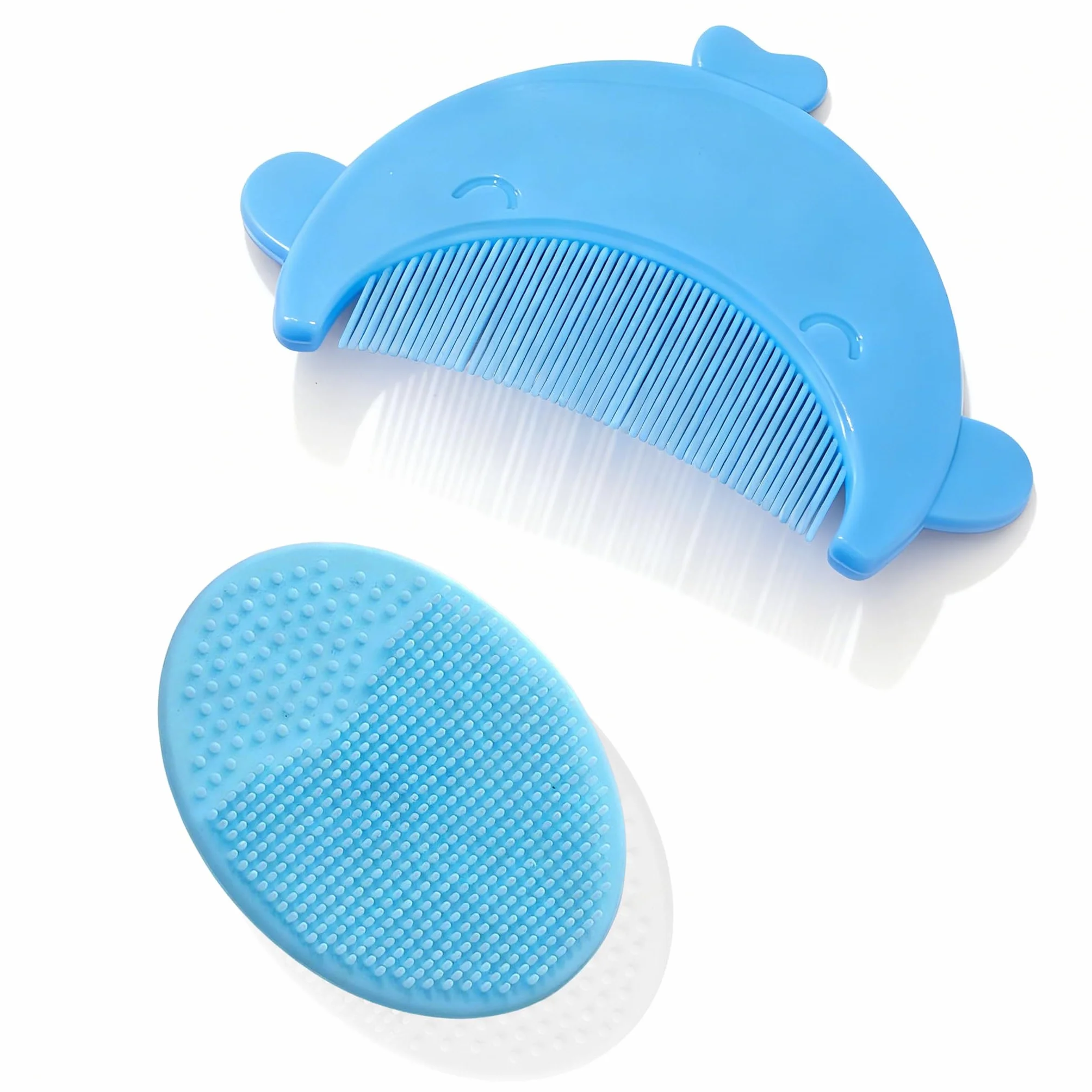 Peigne pour Croûtes de lait Bébé Brosse de Bain Arc de Forme Brosse à Cheveux Baleine bleue