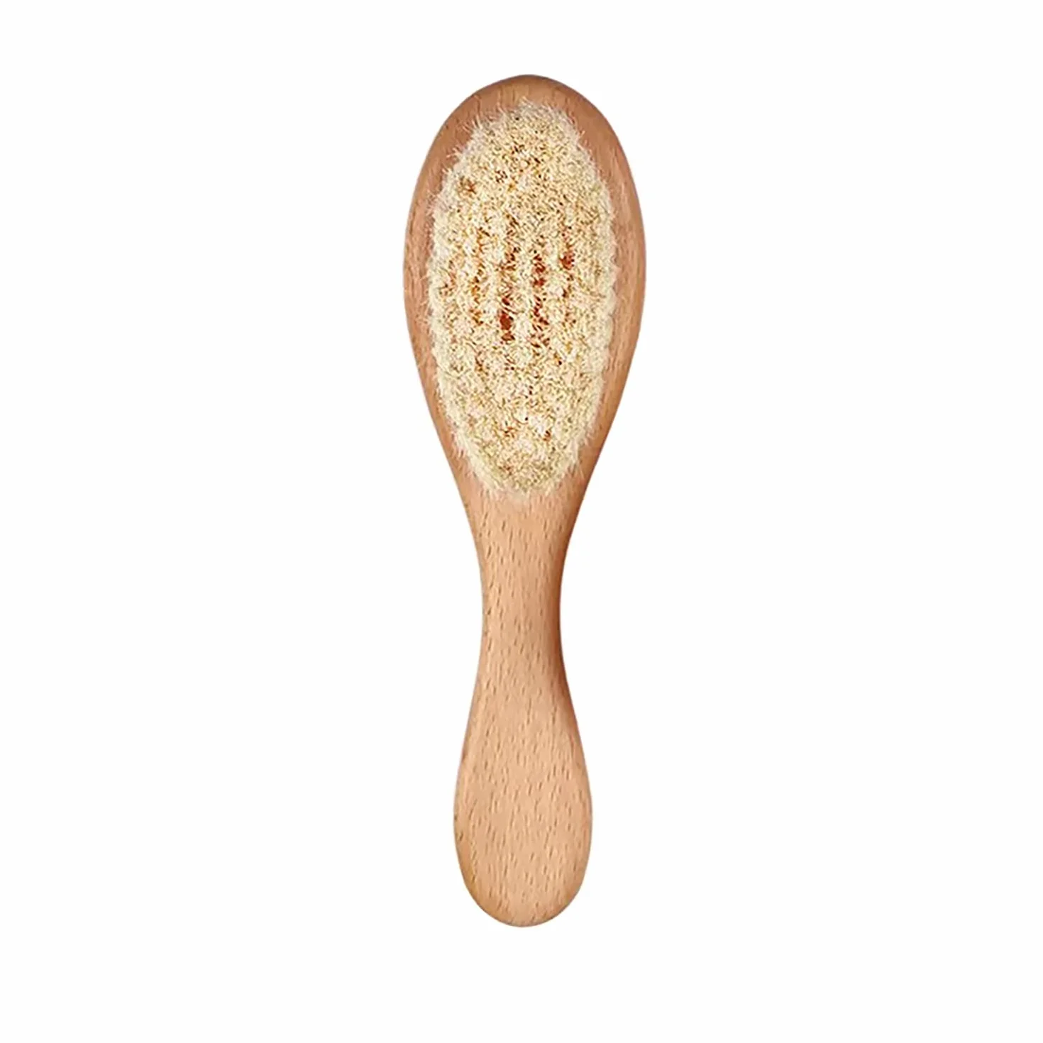 Brosse à cheveux pour bébé en bois et poils de chèvre super doux, marron