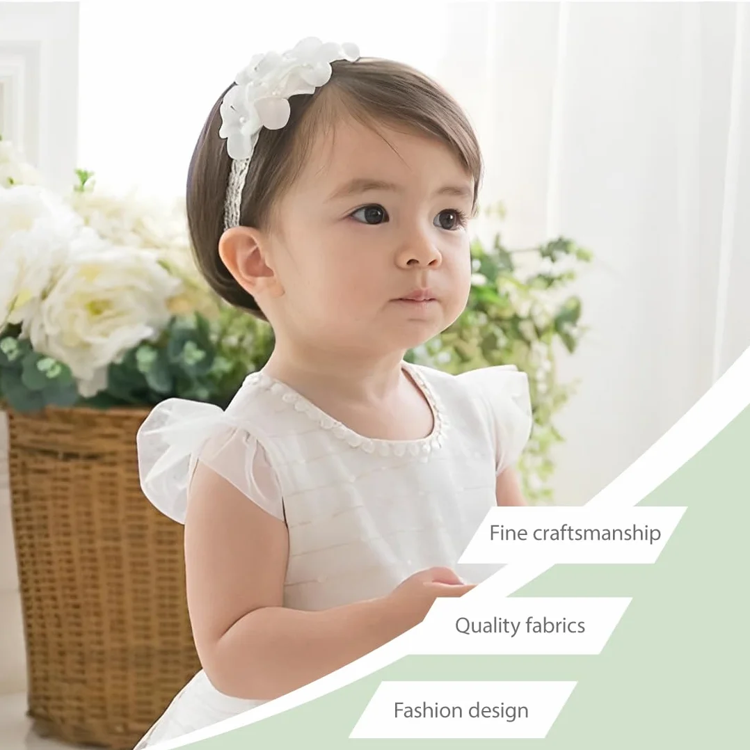 Bandeau de baptême pour bébé fille, bandeau élastique, accessoires bébé