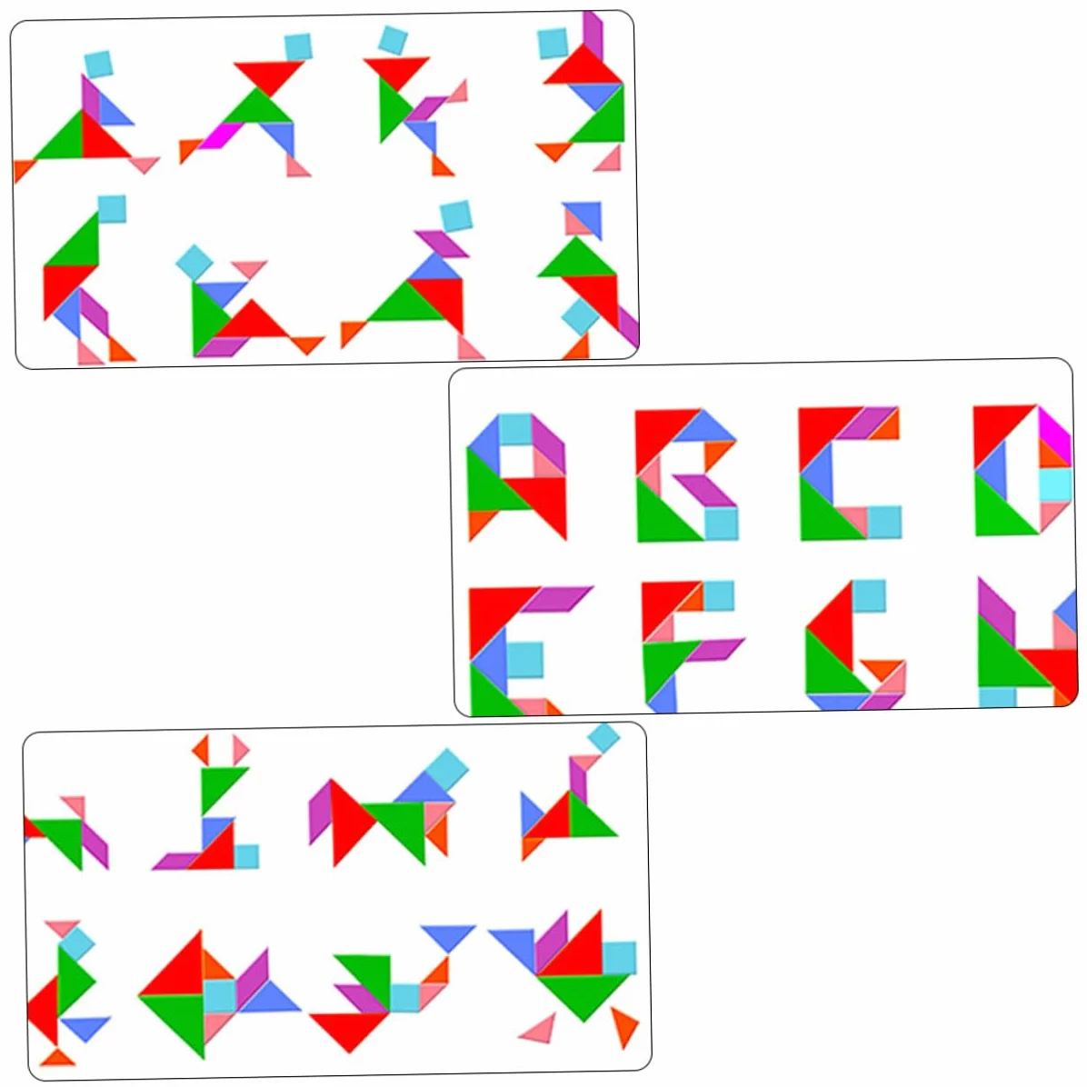 Jeu de Puzzle Tangram en Bois Éducatif pour Enfants, Coffret en Fer avec Cartes, Apprentissage Géométrie