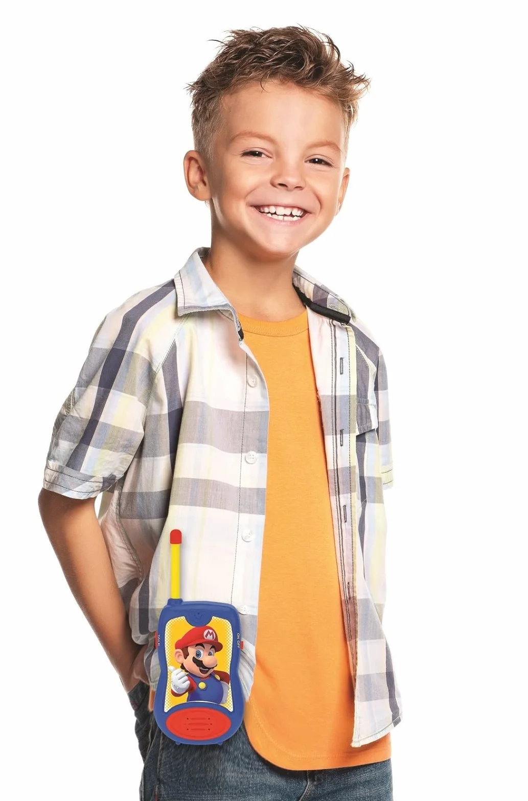Lexibook Super Mario Talkies-Walkies 200m Jeu Communication Enfant 2 canaux Bleu Rouge TW12NI