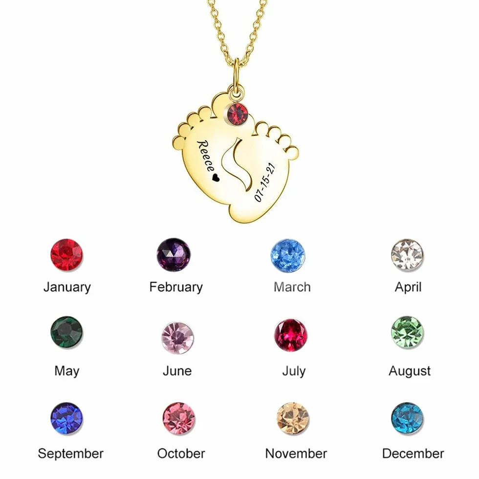 Collier personnalisé pierre de naissance pour maman avec nom d'enfant cadeau fête des mères