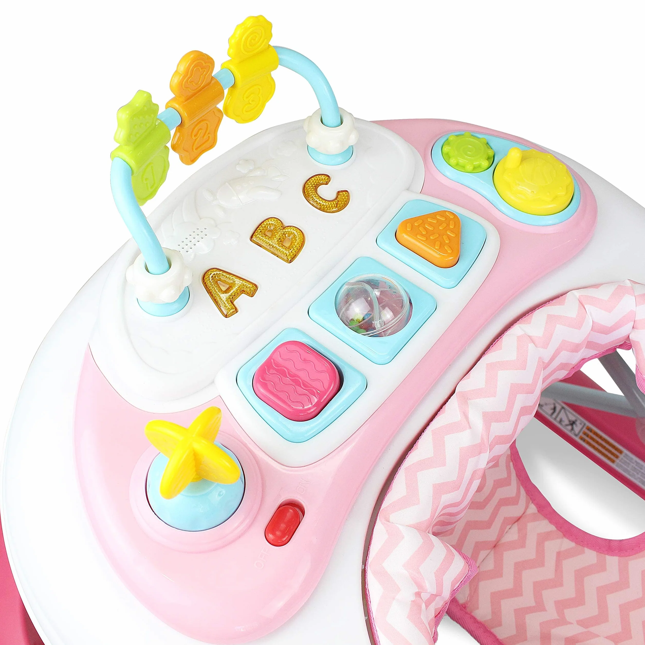 Leogreen Trotteur Bébé Évolutif Musical 2 en 1 Chaise et Trotteur Réglable Rose