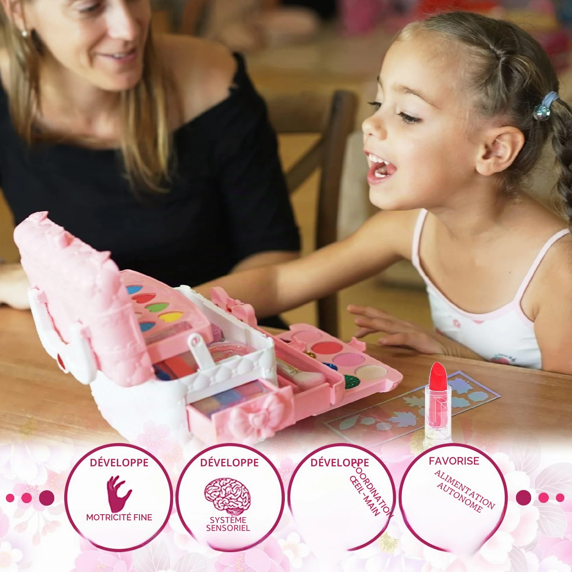Coffret Maquillage Enfant Fille - Kit Maquillage Non Toxique Jouet Princesse 3+ Ans