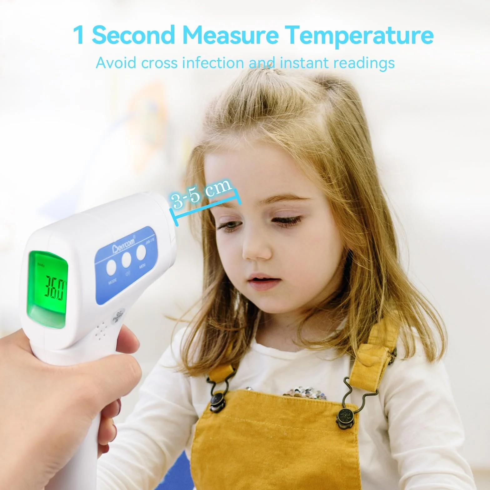 Berrcom Thermomètre Frontal Infrarouge Sans Contact pour Adulte, Bébé et Enfant