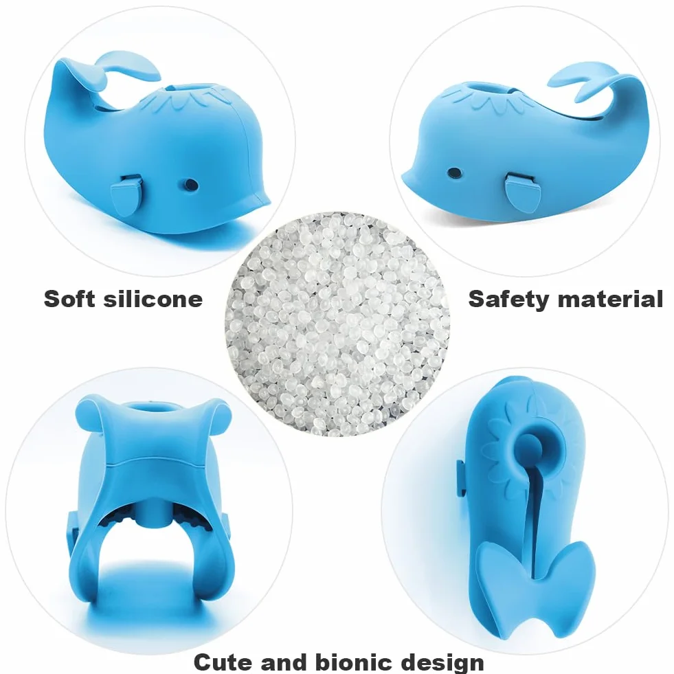 Couvercle de Robinet pour Bébé en Silicone Souple, Baleine Bleue, Ajustement Universel
