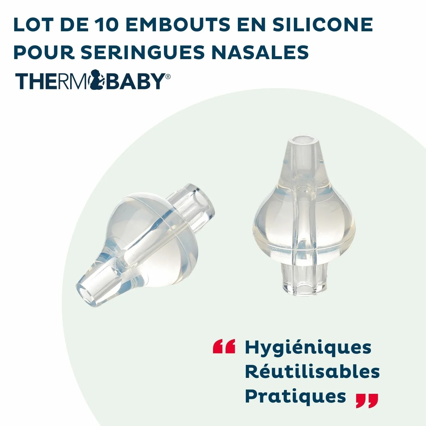THERMOBABY Lot De 10 Embouts Silicone Pour Seringue Nasale Bébé Réutilisables Compatibles 10 ml