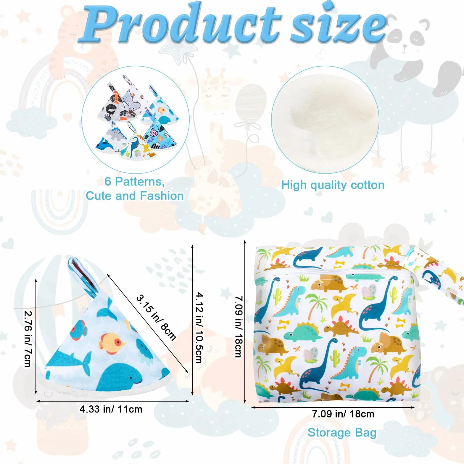 Pipi Tipi Lot de 12 protections de couches pour bébé avec sac humide, forte absorption